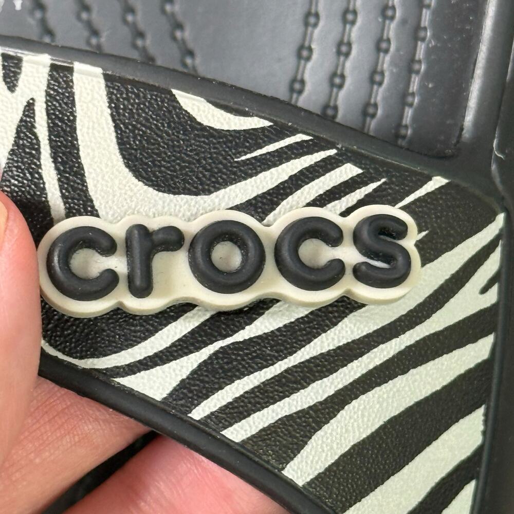 Crocs Women's 6 Classic Animal Remix Slide on Sandals Zebra Cheetah with Charm - Picture 9 of 9